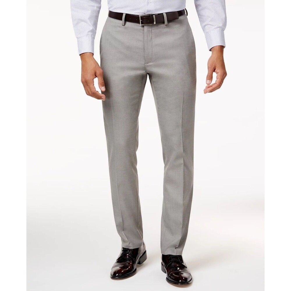 $95 NEW KENNETH COLE REACTION MENS 31X30 LIGHT GRAY TROUSERS DRESS PANTS SLACKS